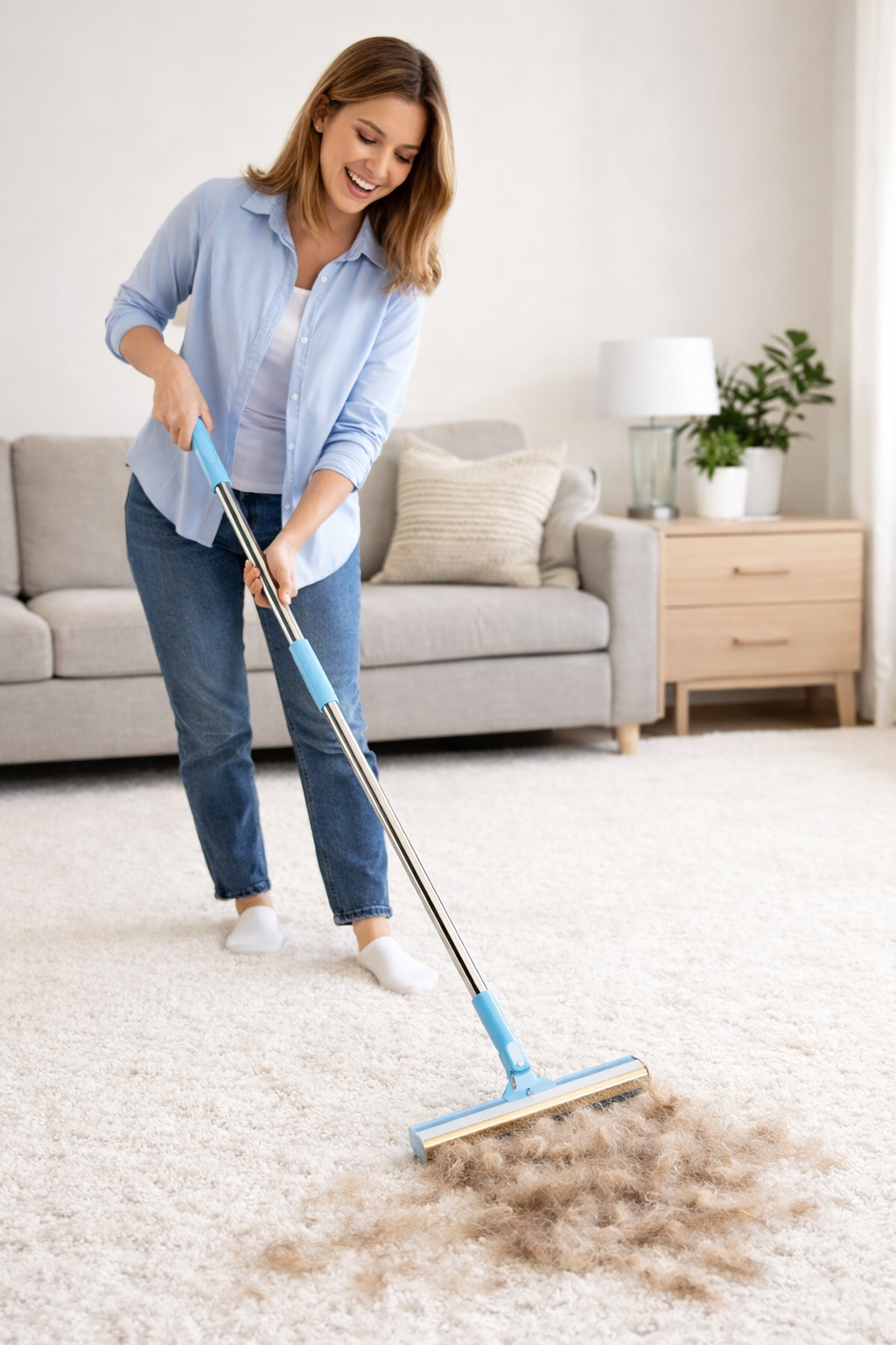 Pet hair removal rake